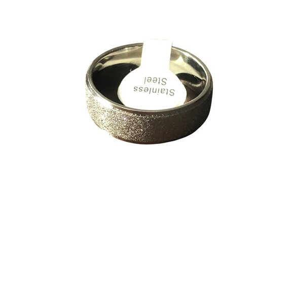 Matte Sliver Stainless Steel Ring Unisex With Subtle Glitter Finish Comfortable - Picture 5 of 6